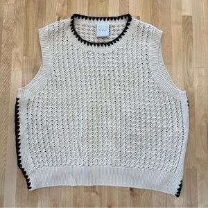 Varley Delaney Knit Vest Women XL Birch  Cotton Sleeveless Sweater Cozy Top EUC